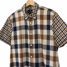 Load image into Gallery viewer, Aquascutum Check Short Sleeved Shirt - Large (L) PTP 21.75"
