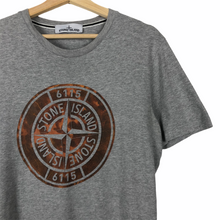 Load image into Gallery viewer, Stone Island Grey Short Sleeved Logo T-Shirt - Medium (M) PTP 19.75"