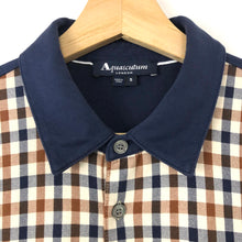 Load image into Gallery viewer, Aquascutum Navy / Check Short Sleeved Polo - Small (S) PTP 19.5"