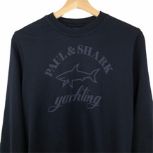 Load image into Gallery viewer, Paul and Shark Navy Logo Crew Neck Sweater - Small (S) PTP 19"