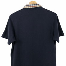Load image into Gallery viewer, Aquascutum Navy / Check Collar Short Sleeved Polo - Medium (M) PTP 18.75"