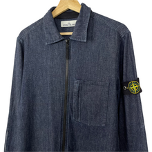 Load image into Gallery viewer, Stone Island Navy Blue Denim Full Zip Pocket Overshirt - Large (L) PTP 21"