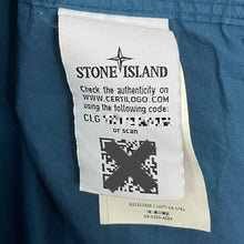 Load image into Gallery viewer, Stone Island Blue Button Up Hooded Overshirt - Medium (M) PTP 21.75"