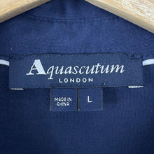 Load image into Gallery viewer, Aquascutum Navy / Check Short Sleeved Polo - Large (L) PTP 22"