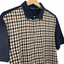 Load image into Gallery viewer, Aquascutum Navy / Check Short Sleeved Polo - Small (S) PTP 20.75"