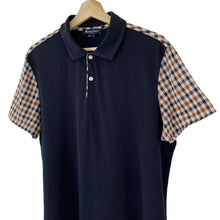 Load image into Gallery viewer, Aquascutum Navy / House Check Short Sleeved Polo - Large (L) PTP 21.5"