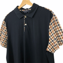 Load image into Gallery viewer, Aquascutum Navy / Check Short Sleeved Polo - Extra Large (XL) PTP 22.5"