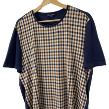 Load image into Gallery viewer, Aquascutum Navy / House Check Short Sleeved T-Shirt - Large (L) PTP 22.5"
