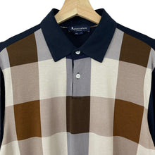 Load image into Gallery viewer, Aquascutum Navy / Block Check Long Sleeved Polo - Small (S) PTP 21.5"