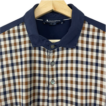 Load image into Gallery viewer, Aquascutum Navy / Check Short Sleeved Polo - Medium (M) PTP 21.5"