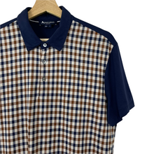 Load image into Gallery viewer, Aquascutum Navy / Check Short Sleeved Polo - Large (L) PTP 22"
