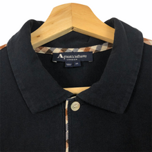 Load image into Gallery viewer, Aquascutum Navy / Check Short Sleeved Polo - Medium (M) PTP 20.25"