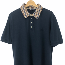 Load image into Gallery viewer, Aquascutum Navy / Check Collar Short Sleeved Polo - Extra Large (XL) PTP 22.5"