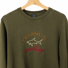 Load image into Gallery viewer, Paul and Shark Khaki Crew Neck Logo Sweater - Small (S) PTP 20"