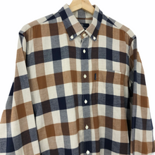 Load image into Gallery viewer, Aquascutum Flannel Block Check Long Sleeved Shirt - Large (L) PTP 21.25"