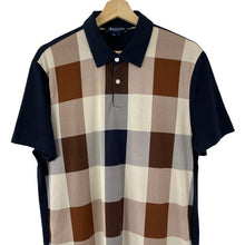 Load image into Gallery viewer, Aquascutum Navy / Block Check Short Sleeved Polo - Large (L) PTP 21.5"