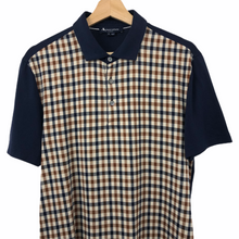 Load image into Gallery viewer, Aquascutum Navy / Check Short Sleeved Polo - Small (S) PTP 20.75"