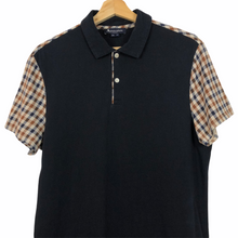 Load image into Gallery viewer, Aquascutum Navy / Check Short Sleeved Polo - Medium (M) PTP 20.25"