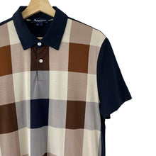 Load image into Gallery viewer, Aquascutum Navy / Block Check Short Sleeved Polo - Large (L) PTP 21.5"