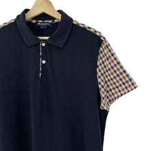 Load image into Gallery viewer, Aquascutum Navy / House Check Short Sleeved Polo - Large (L) PTP 21.5"