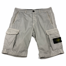 Load image into Gallery viewer, Stone Island White Bermuda Cargo Shorts - W 30"