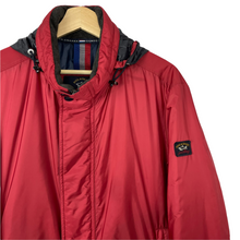 Load image into Gallery viewer, Paul and Shark Red Hooded Shimmer Jacket - Large (L) PTP 24.75"