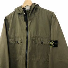 Load image into Gallery viewer, Stone Island Khaki Zip Up Hooded Overshirt - Extra Large (XL) PTP 23.75"