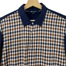 Load image into Gallery viewer, Aquascutum Navy / Check Short Sleeved Polo - Large (L) PTP 22"