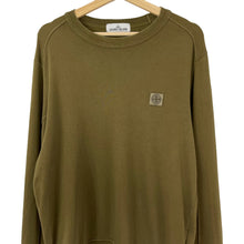 Load image into Gallery viewer, Stone Island Khaki Crew Neck Logo Sweater - Large (L) PTP 23.5"