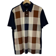 Load image into Gallery viewer, Aquascutum Navy / Block Check Short Sleeved Polo - Large (L) PTP 21.5"