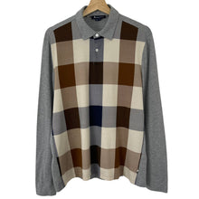 Load image into Gallery viewer, Aquascutum Grey / Block Check Long Sleeved Polo - Medium (M) PTP 22"