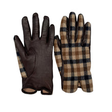 Load image into Gallery viewer, Aquascutum House Check Brown Leather Gloves - Small (S)
