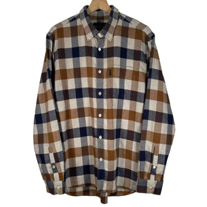 Aquascutum Block Check Flannel Long Sleeved Shirt - Extra Large (XL) PTP 22"