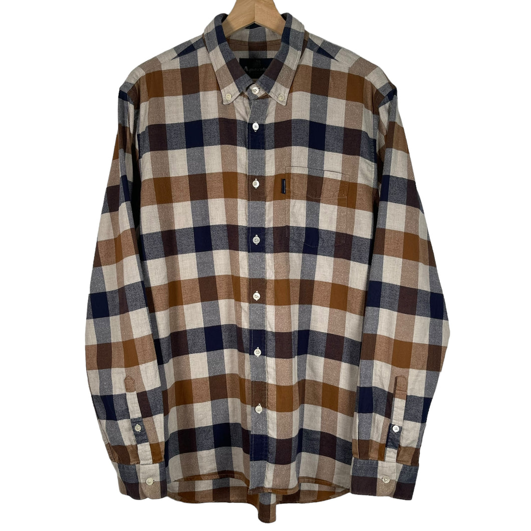 Aquascutum Block Check Flannel Long Sleeved Shirt - Extra Large (XL) PTP 22