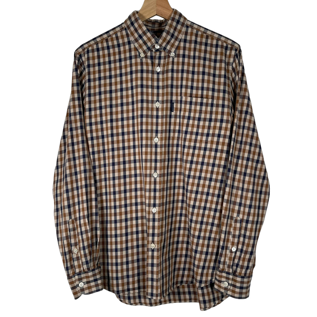 Aquascutum House Check Long Sleeved Shirt - Medium (M) PTP 20.5