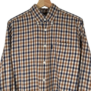 Aquascutum House Check Long Sleeved Shirt - Medium (M) PTP 20.5"