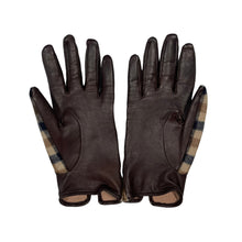 Load image into Gallery viewer, Aquascutum House Check Brown Leather Gloves - Small (S)
