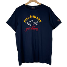 Load image into Gallery viewer, Paul and Shark Navy Short Sleeved Logo T-Shirt - Large (L) PTP 20&quot;
