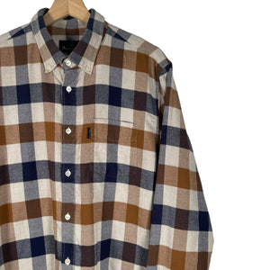 Aquascutum Block Check Flannel Long Sleeved Shirt - Extra Large (XL) PTP 22"