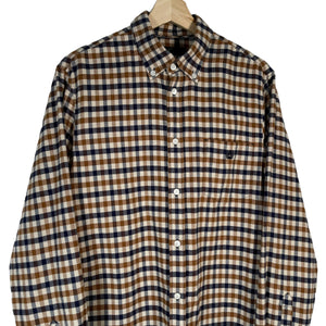 Aquascutum House Check Flannel Long Sleeved Shirt - Medium (M) PTP 20.75"