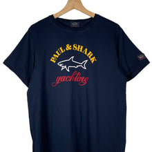 Load image into Gallery viewer, Paul and Shark Navy Short Sleeved Logo T-Shirt - Large (L) PTP 20&quot;
