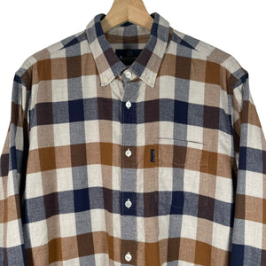 Aquascutum Block Check Flannel Long Sleeved Shirt - Extra Large (XL) PTP 22"