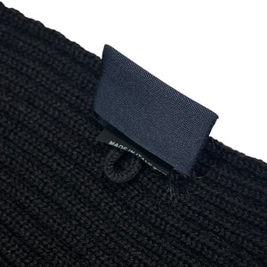 Paul and Shark Black Ribbed Logo Patch Scarf - One Size Fits All