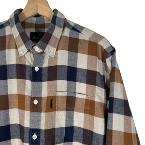 Aquascutum Block Check Flannel Long Sleeved Shirt - Extra Large (XL) PTP 22"