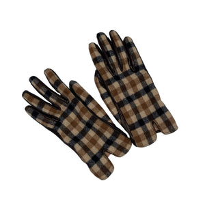 Aquascutum House Check Brown Leather Gloves - Small (S)