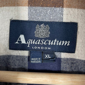 Aquascutum Block Check Flannel Long Sleeved Shirt - Extra Large (XL) PTP 22"