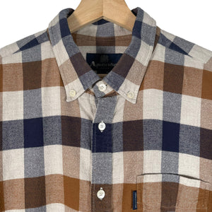 Aquascutum Block Check Flannel Long Sleeved Shirt - Extra Large (XL) PTP 22"