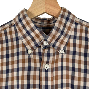 Aquascutum House Check Long Sleeved Shirt - Medium (M) PTP 20.5"