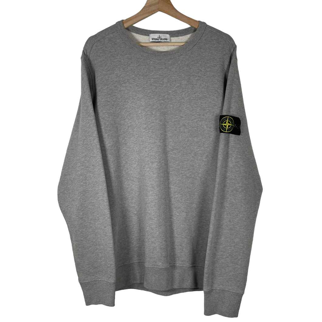 Stone Island Grey Crew Neck Logo Sweater - Extra Large (XL) PTP 23.25