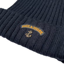Load image into Gallery viewer, Paul and Shark Bretagne Navy 100% Wool Ribbed Beanie Hat - One Size Fits All
